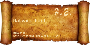 Hatvani Emil névjegykártya